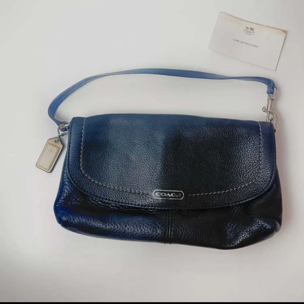 Vintage Coach Black Leather Wristlet Wallet Bag, Small Handbag, Authentic